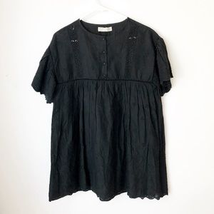 black cotton swing dress